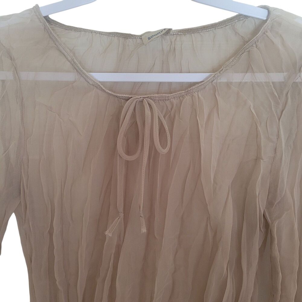 Y2K Sheer Boho Blouse Women's Medium Brown Bell Sleeve Whimsigoth Fairy Zoompy - Picture 3 of 9